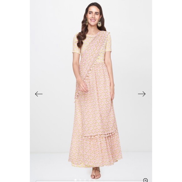 New - Global Desi - Frilled Stitched Saree Dress - Never Worn - Ready to Wear - Picture 9 of 17